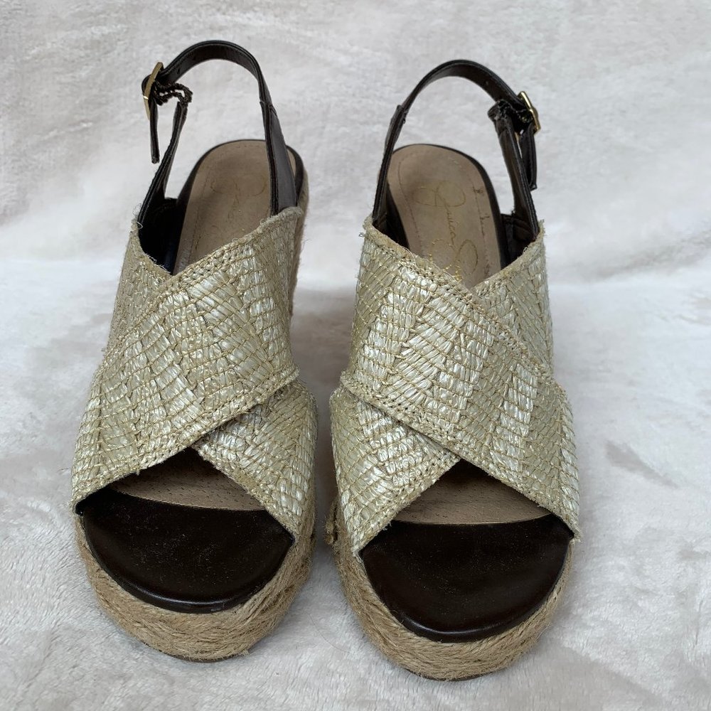 Jessica Simpson Woven Criss-Cross Platform Wedge S
